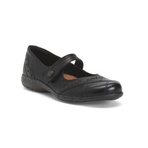 COBB HILL ROCKPORT Black Leather Petra Comfort Mary Jane Flats
